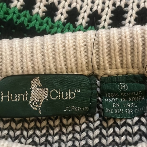 HUNT-CLUB VINTAGE 90s COLORFUL GEOMETRIC STRIPES SWEATER WOMENS SIZE M. - Picture 3 of 7